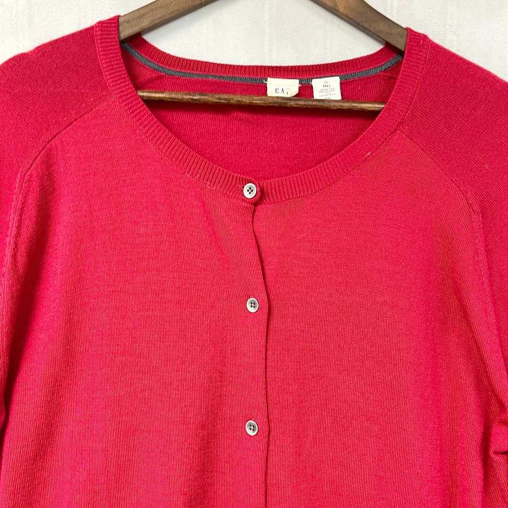 Gap Cardigan Sweater Extra Fine Merino Wool Size XL Tall Preppy Academia Classic - Picture 3 of 14